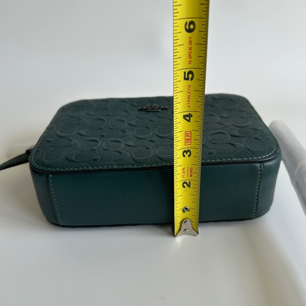 Coach Mini Jamie Forest Green Signature Debossed Leather Camera Bag NEW - Picture 11 of 11
